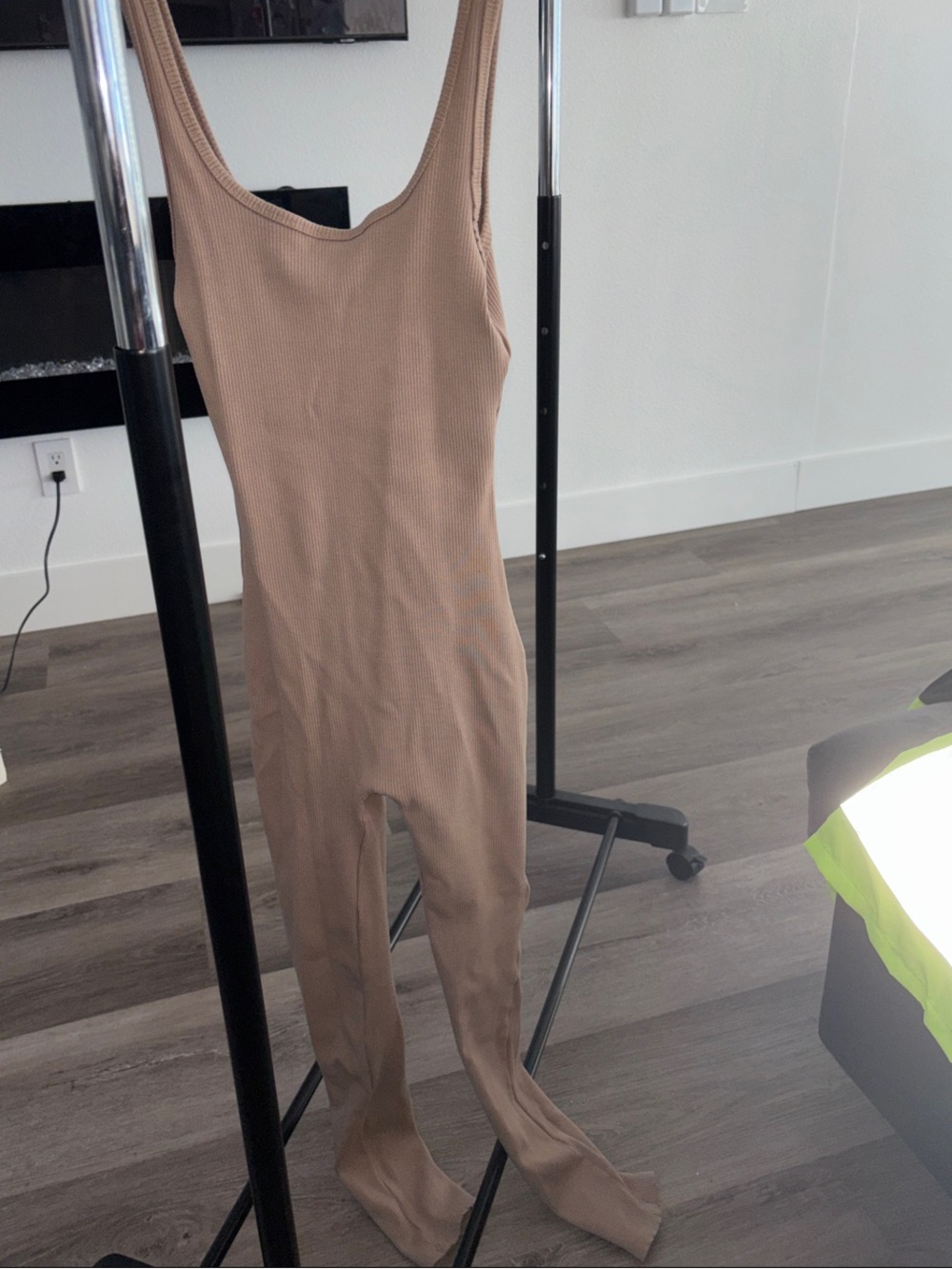 Love Tree Ribbed Sleeveless Jumpsuit in Taupe
